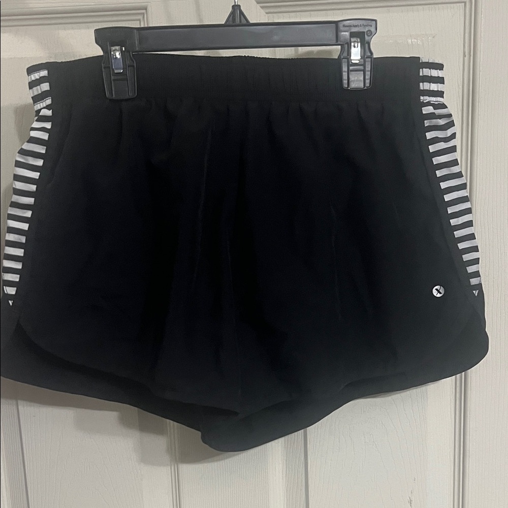Xersion Black Athletic Shorts with Striped Details